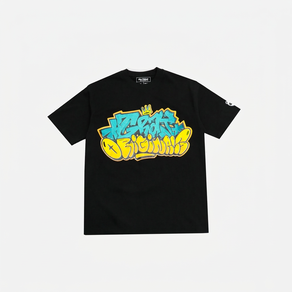 Shopify product image of black Gray Originals graffiti T-shirt