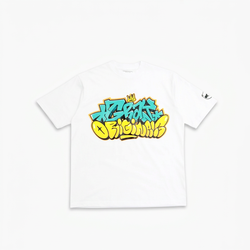 White graffiti T-shirt front product image