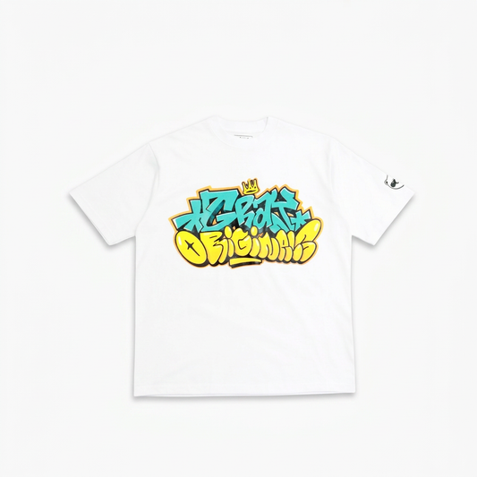 White graffiti T-shirt front product image